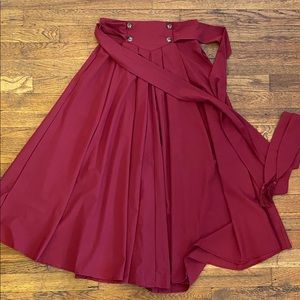 Full French High Waisted Red Skirt